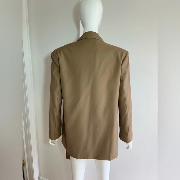 More Than Yesterday Womens Jacket Blazer Beige Tan Asymmetrical Free Size - Picture 4 of 9